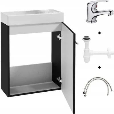 Produktbild von DomoDomo umyvadlo pro hosty s toaletní skříňkou 50 x 70 x 23 cm, umyvadlo pro hosty, umyvadlo pro hosty malá sada - umyvadlová skříňka s baterií