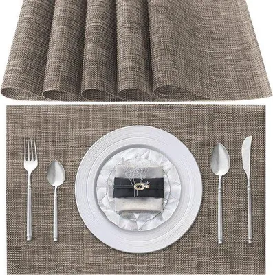 Produktbild von Famanu Platzsets abwaschbar, Set von 6 Stück, PVC, hitzebeständig, rutschfest, 45 x 30 cm, braun