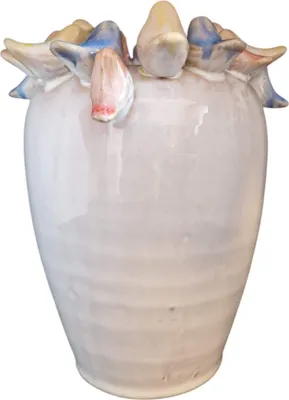 Steingut-Vase-Vögelchen