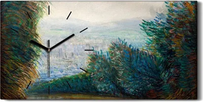 Produktbild von Dekor Leinwand Uhr Wandbilder 60x30 Malerei Wald Bäume Landschaft Kunst - schwarze Hände