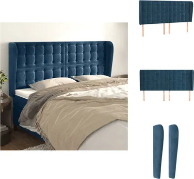 Produktbild von vidaXL Kopfteil mit Ohren Dunkelblau 203x23x118/128 cm Samt -  Kopf- & Fußenden