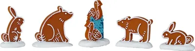 Productafbeelding van Gingerbread Animals 12x4x18 cm 5st Kerstdorp LEMAX