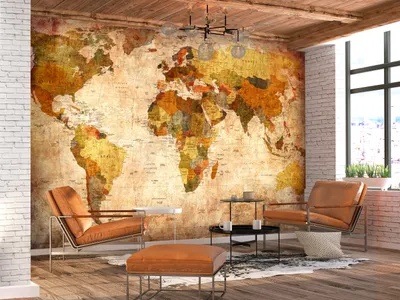 Produktbild von Vlies Fototapete Weltkarte Vintage 400x280 cm Tapeten Wandtapete XXL Landkarte k-A-0315-a-a