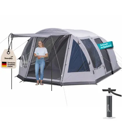 Produktbild von Skandika aufblasbares Zelt Folldal 5 Air Protect | Luftzelt für 5 Personen, eingenähter Zeltboden, wasserdicht, 5000 mm Wassersäule, mit Pumpe