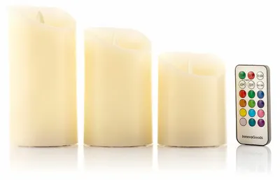 Produktbild von Mehrfarbige LED-Kerzen Flammeneffekt mit Fernbedienung Lendles InnovaGoods 3 Stück