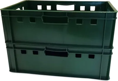 Produktbild von 2 Stück E2 Eurofleischkiste Stapelkiste Box Metzgerkiste lebensmittelecht grün. (2xE2 grün)