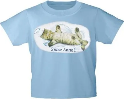 Produktbild von Kinder T-Shirt mit Print Cat Katzen Snow Angel Schnee-Engel KA058/1 Gr. 122-164 Color - hellblau Größe - 134/146