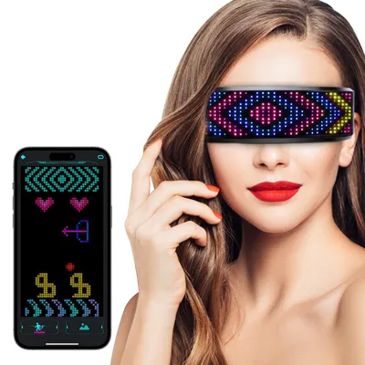 LED-Brille mit Bluetooth, 200 LEDs, programmierbar, wiederaufladbar
