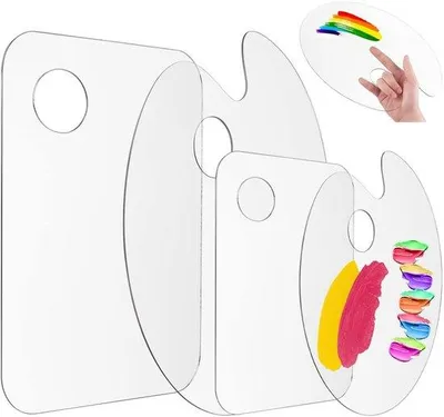 Produktbild von Transparante Kunstpalet - Mengpalet - Antiaanbak Olieverf - Kunstpalet - 4 Stuks
