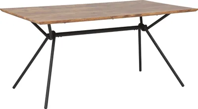 Produktbild von BELIANI Esstisch Braun/Schwarz Metallgestell 160x90 cm für 6 Personen mit MDF-Platte in Holzoptik rechteckig Wohn-Küche Esszimmer Wohnzimmer