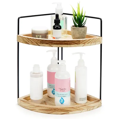 Produktbild von Belle Vous 2-Stöckiges Badezimmer Eckregal Stehend - Eckregal Küche Arbeitsplatte, Waschtisch/Kommode & Eckregal Badezimmer - Geeignet als Kosmetik,