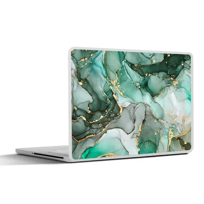 Produktbild von MuchoWow® Laptop Aufkleber Sticker Cover Gold - Marmor - Grün - Luxus - Marmoroptik - Grau 31x22.5 cm - Laptop-Deko