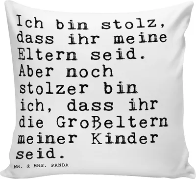 Produktbild von Mr. & Mrs. Panda kuschelkissen 40x40 Ich bin stolz, dass... - Weiß - Geschenk, Oma Opa, Enkel Geburt, Kissen, Spruch Sprüche Weisheiten Zitate Lustig Weisheit Worte, Deko