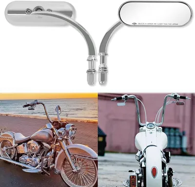 Produktbild von Spiegelsatz für Motorräder – Rückspiegel – Motorradfahren – 360 Grad schwenkbar – 11 x 3,6 cm – Chrom