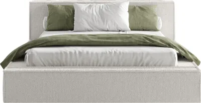 Produktbild von FEDVE Polsterbett Menfi aus Bouclé-Stoff 200x200 cm, Weiß