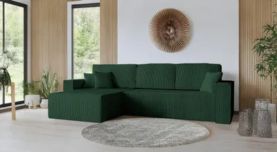 Produktbild von Ecksofa mit Schlaffunktion & Bettkasten - Cordstoff Sofa, Cordstoff Eckcouch