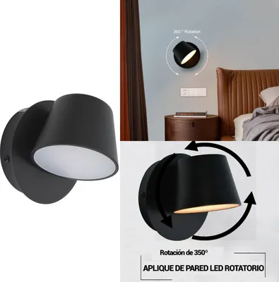 Obrázek produktu pro Nástěnné svítidlo LED s nastavitelným bodovým světlem, 6 W, 2700 K teplé světlo na čtení, z černého hliníku, moderní severský design