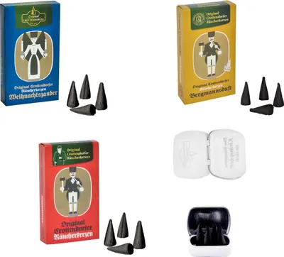 Produktbild von Crottendorfer Räucherkerzen 3er Set - Sondereditionen - festliche Traditionsdüfte - je 24 Stück - Inkl. 4 Haamitkerzle