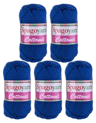 5 x 100g Strickgarn Cottonel Uni Häkelwolle Handstrickgarn blau