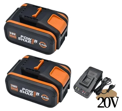 Image de Batterie lithium-ion, capacité 8000 mAh, compatible avec les outils 20V, chargeur 8,0 Ah x 2