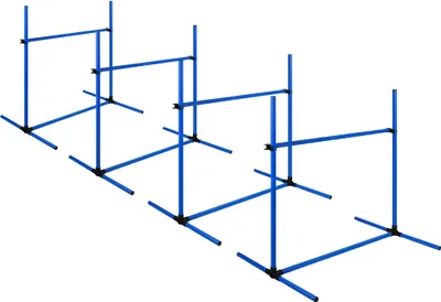 Produktbild von JOIEYOU 4dílná sada agility překážek PVC slalom pro domácí mazlíčky výškově nastavitelné tréninkové tyče sada pro psy kočky kondiční trénink skákání síly, agility - modrá