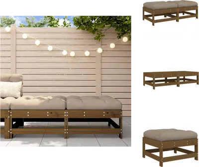 Produktbild von vidaXL Gartenhocker mit Kissen 2 Stk. Honigbraun Massivholz Kiefer -  Gartensofaelemente