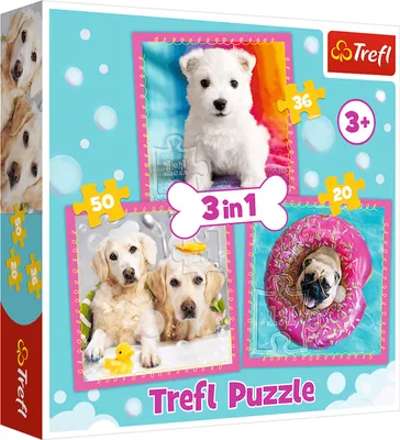 Produktbild von Trefl TR34845 - 3 in 1 Puzzle - Hunde (Kinderpuzzle)