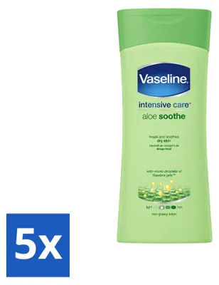 Zdjęcie produktu dla 5 sztuk balsamu do ciała Vaseline Aloe Soothe - 400 ml - zestaw ekonomiczny