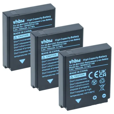 Produktbild von vhbw 3x Akku Ersatz für Samsung IA-BH125C für Kamera (750 mAh, 3,6 V, Li-Ion)