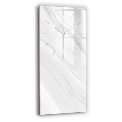 Produktbild von Wallfluent Wanduhr – Stilles Quarzuhrwerk - Uhr Dekoration Wohnzimmer Schlafzimmer Küche - Zifferblatt mit Strichen - weiße Zeiger - 30x60 cm - Dekorativer Marmor