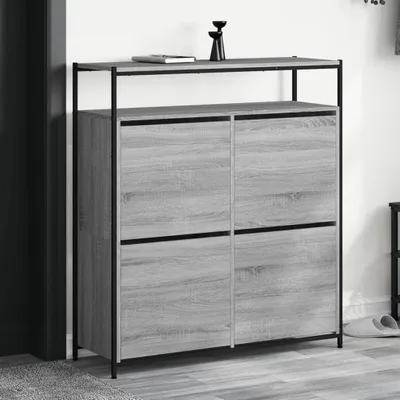 Produktbild von "im Angebot" Schuhschrank mit 4 Klappen Grau Sonoma 100x34x112 cm - Schuhregale CC9559
