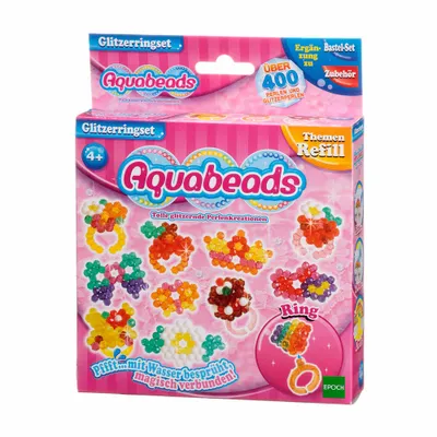 Produktbild von Aquabeads Glitzerringset, Perlenset für Kinder, 4 Jahr(e), Mehrfarbig