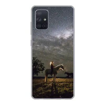 Produktbild von MuchoWow® Handyhülle Schutzhülle Hülle für Samsung Galaxy A51 Pferd - Frau - Sternenhimmel Silikon Softcase Handy Hülle - Schutzabdeckung