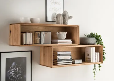 Produktbild von Regalset braun WYNDHAM-69 Wildeiche massiv geölt 2-teilig