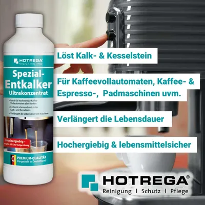 Produktbild von HOTREGA Spezial Entkalker Ultrakonzentrat Kaffeemaschine entkalken Entkalker für Kaffeevollautomaten 500ml