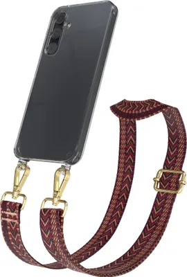 Produktbild von EAZY CASE Handykette - Verstellbarer Trageriemen kompatibel mit Samsung Galaxy A35, Handykordel mit transparenter Silikon-Hülle, Band in Rot