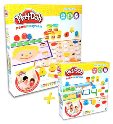Produktbild von Play-Doh Shape & Learn - letters and languages + Stempelset, 3x Knete 168g - Russland (2er Set)