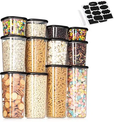 Produktbild von Unyqoos® 12‑tlg. Vorratsdosen-Set, transparent, luftdichte Silikondeckel, lebensmittelechtes PP, stapelbar, 360–1640 ml (6 Größen)