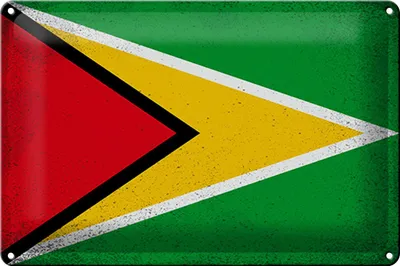 Produktbild von Blechschild Flagge Guyana 30x20cm Flag of Guyana Vintage