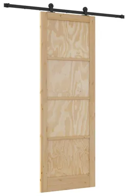 Image de vidaXL Porte coulissante Naturel et Noir 83 x 232 cm