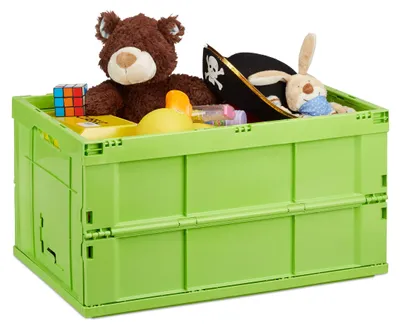 Image de Caisse pliante professionnelle et robuste destinée à un usage professionnel, en plastique de haute qualité, 60 litres, dimensions (H x L x P) 31,5 x 58,5 x 40 cm