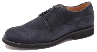 Imagen del producto de 5877AE: Zapato de cordones para hombre, modelo derby, de gamuza, color azul oscuro, marca TOD'S