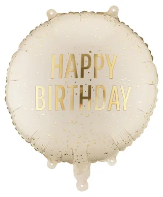 Produktbild von Folienballon zum Geburtstag – „Happy Birthday“, cremefarben, 35 cm