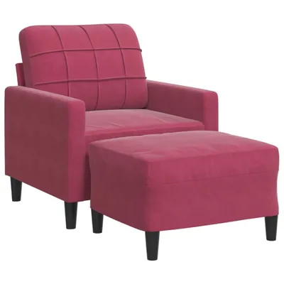 Produktbild von Sessel mit Hocker Weinrot 60 cm Samt