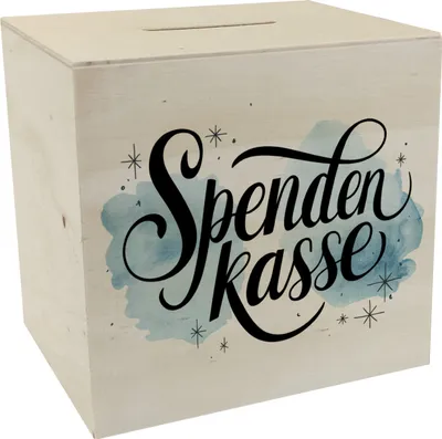 Produktbild von Spendenkasse Aquarell-Illustration Spardose aus Holz