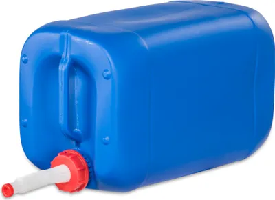 Produktbild von kanister-vertrieb® 25 Liter Kanister Camping Wasserkanister Farbe blau + Ausgießer flexibel inkl. Etikett (25knb+Flex)