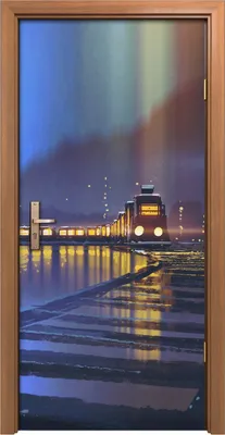 Produktbild von Türposter 90x200 cm Türaufkleber Türtapete Türfolie Klebefolie Nachtszene Zug mit glühendem Licht