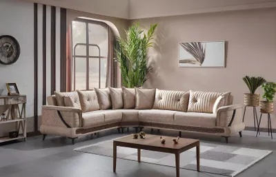 Produktbild von Sofa Designer Garnitur Ecksofa L Form Couch Polster Ecke Sofas Textil Möbel