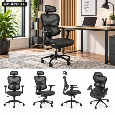 Zdjęcie produktu dla Ergonomiczny fotel gabinetowy GOTARD w kolorze czarnym