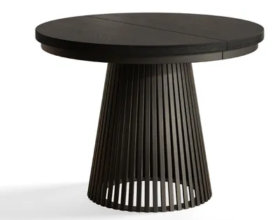 Image de Table de Salle à Manger, Table Ronde Extensible, Meubles de Salon, Pieds en Métal, Diamètre 100 cm, Painflow, Collection Nero